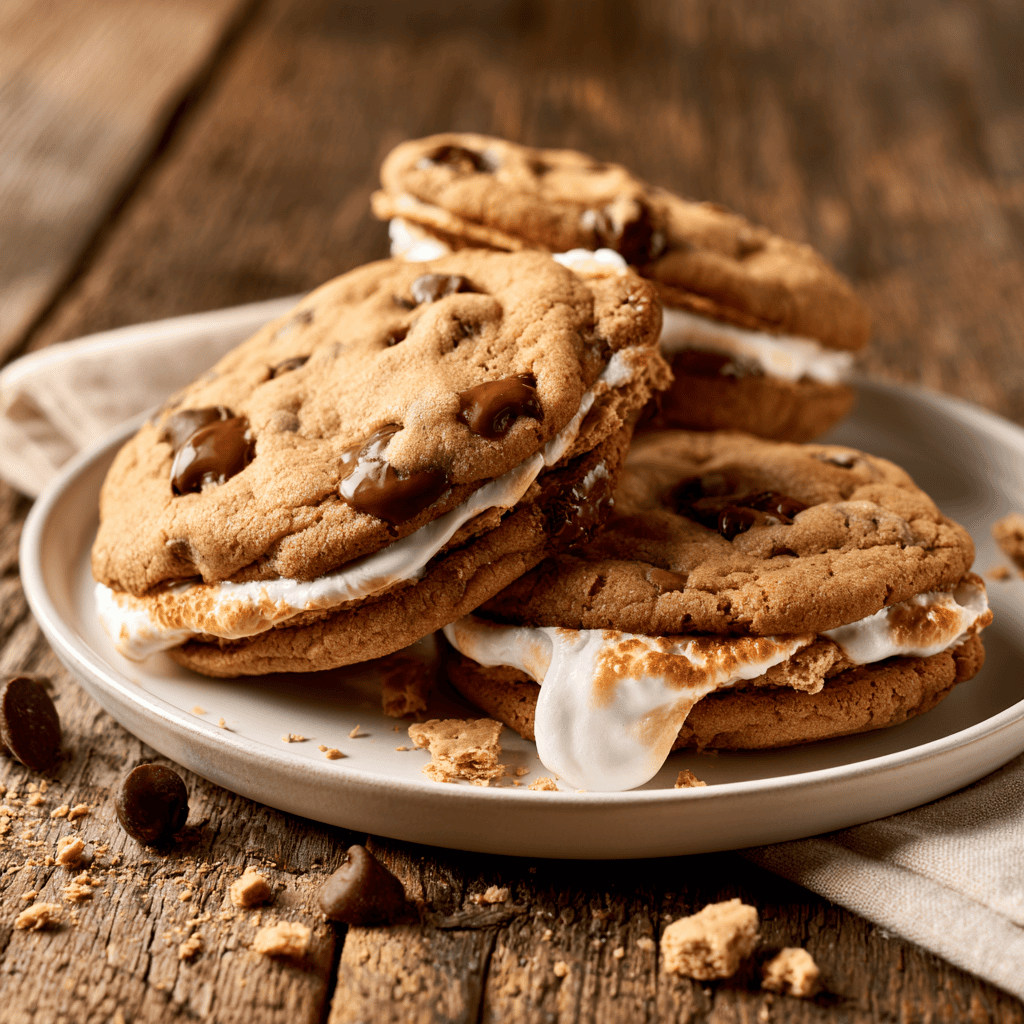 Serving suggestion for Chocolate Chip S'more Cookie Sandwiches — Chocolate Chip S'more Cookie Sandwiches