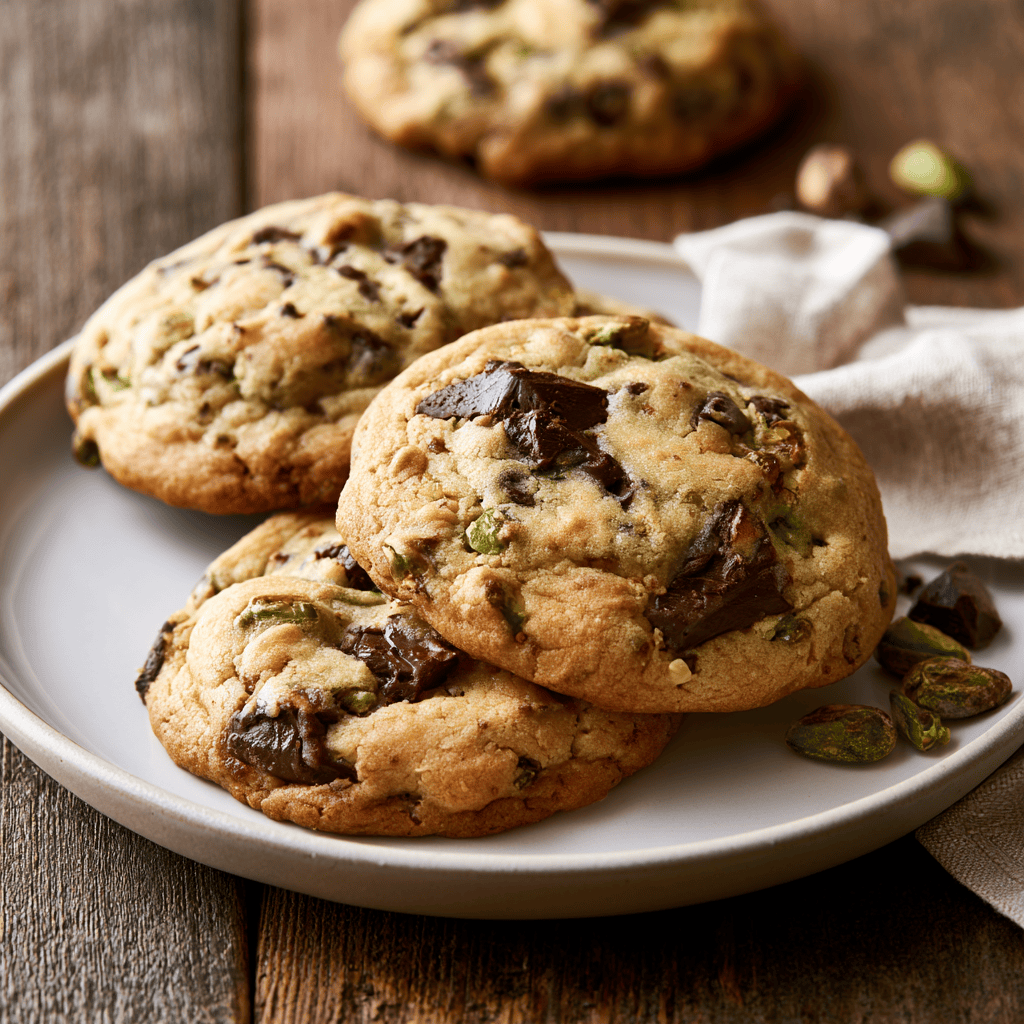 Serving suggestion for Slice and Bake Pistachio Chocolate Chunk Cookies — Slice and Bake Pistachio Chocolate Chunk Cookies