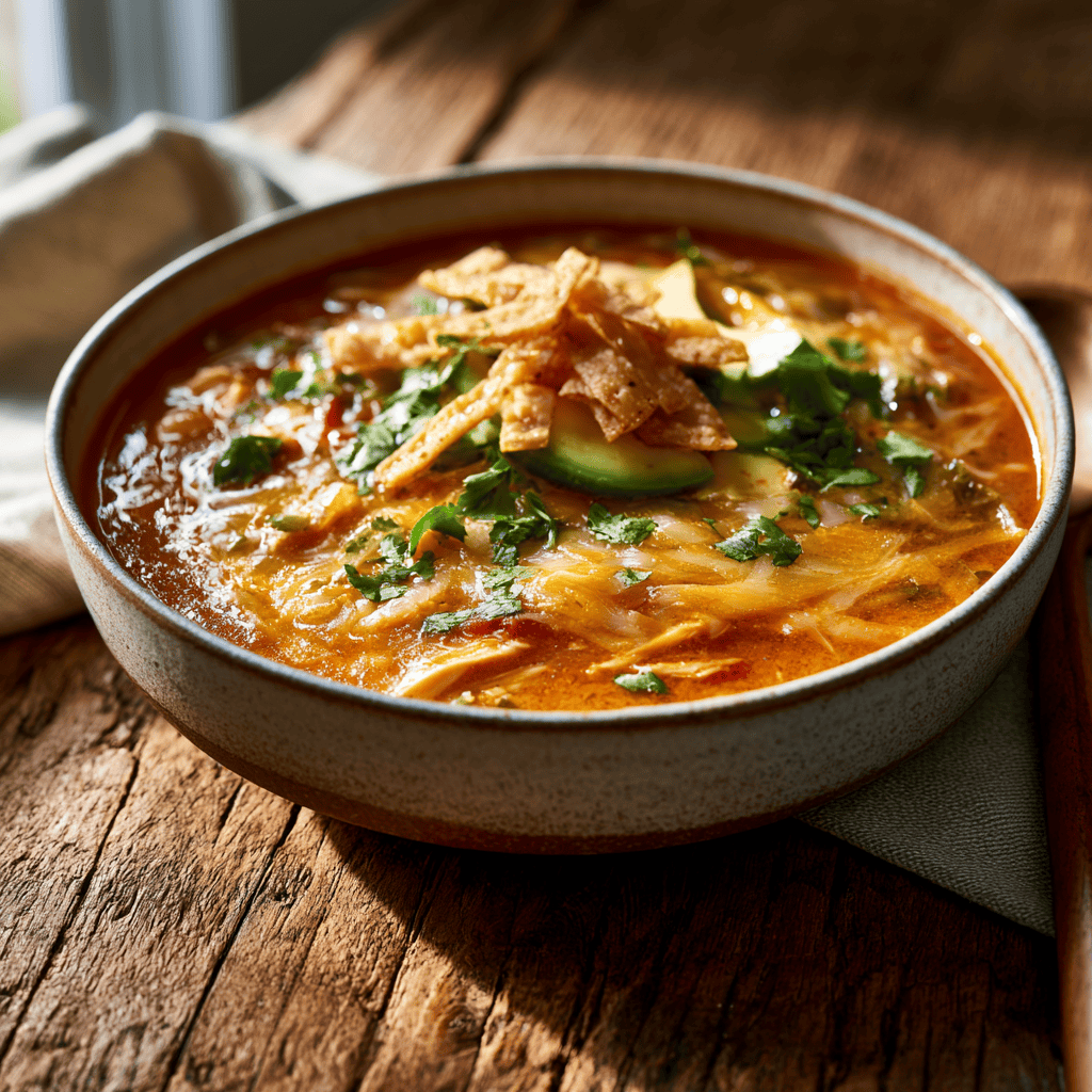 Serving suggestion for SLOW COOKER CHEESY CHICKEN ENCHILADA SOUP — Slow Cooker Cheesy Chicken Enchilada Soup