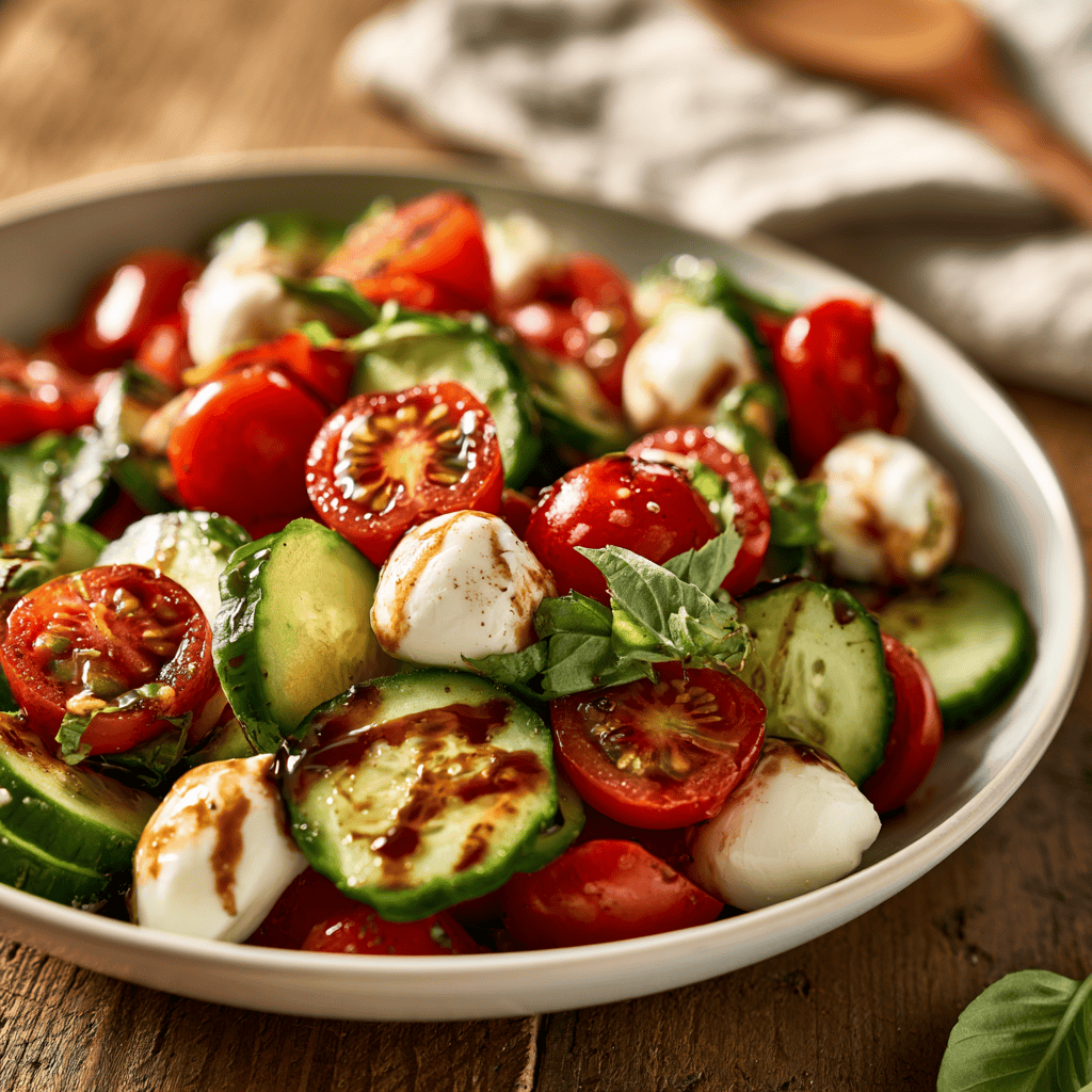 Step-by-step preparation of 10-Minute Cucumber Caprese Salad Recipe (cucumber caprese salad)