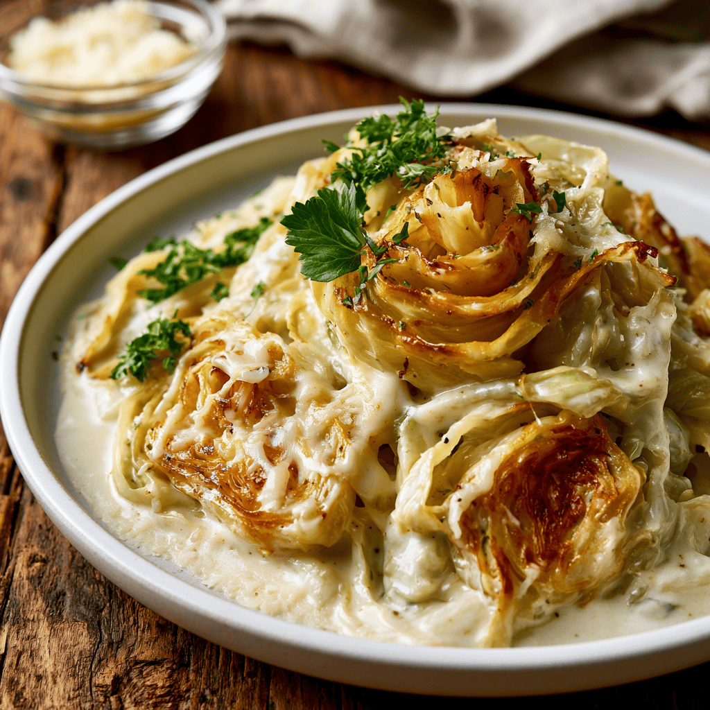 Step-by-step preparation of Cabbage Noodles Alfredo (Cabbage Noodles Alfredo)