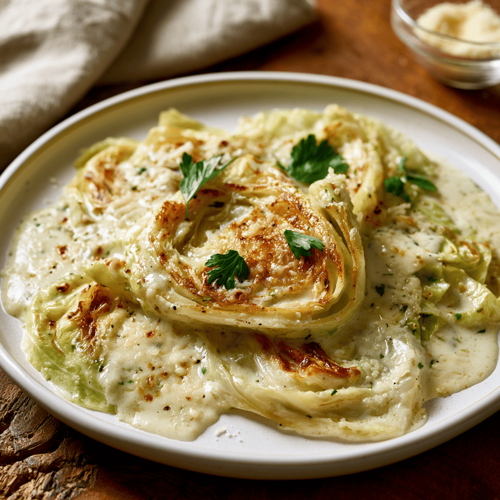 Serving suggestion for Cabbage Noodles Alfredo — Cabbage Noodles Alfredo