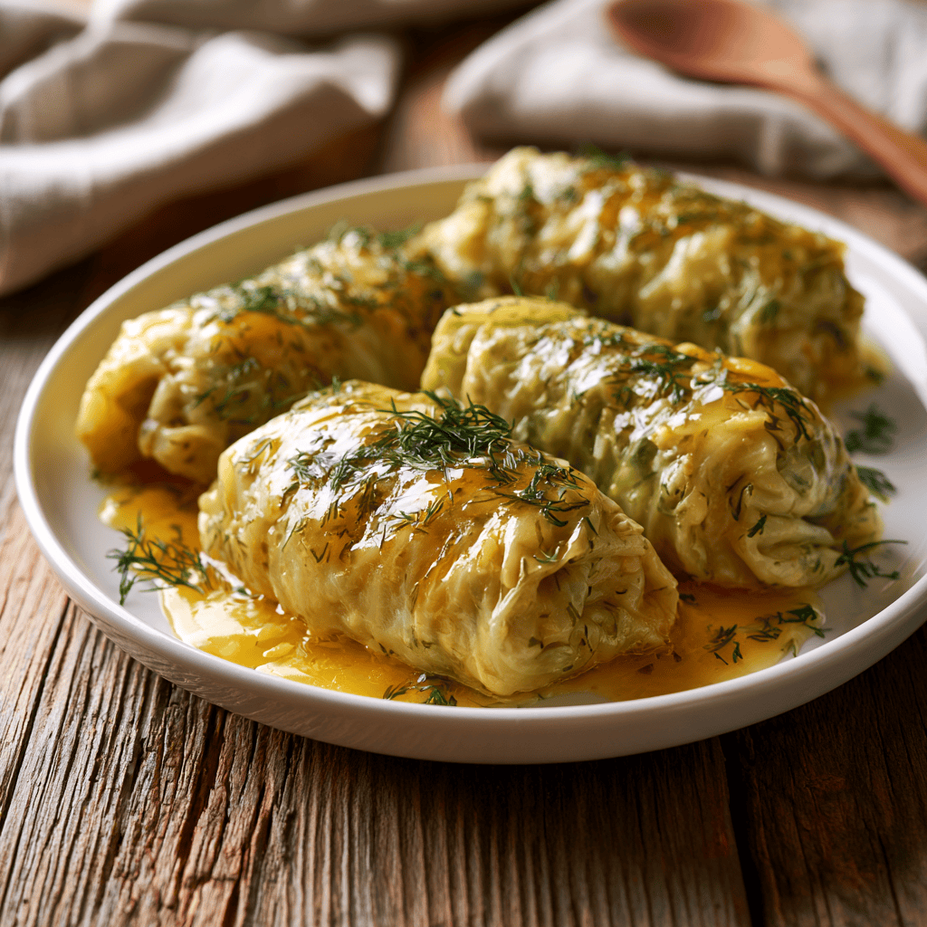 Serving suggestion for Cabbage Rolls with Egg-Lemon Sauce — Cabbage Rolls with Egg-Lemon Sauce