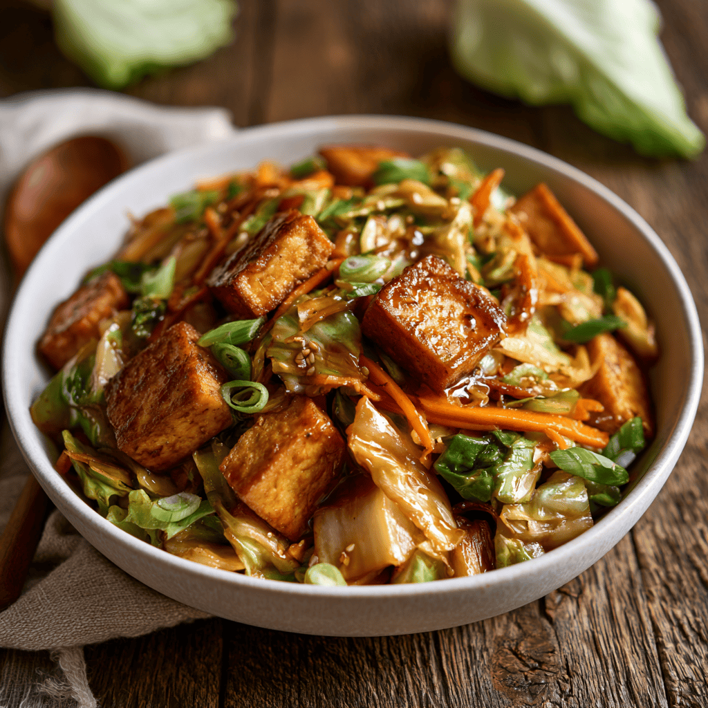 Crispy Tofu and Cabbage Stir Fry Serving suggestion for Crispy Tofu and Cabbage Stir Fry โ Crispy Tofu and Cabbage Stir Fry