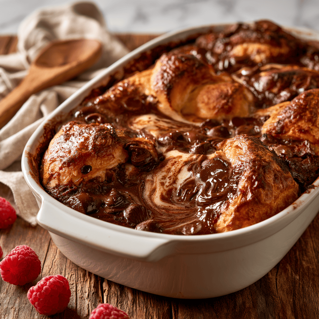 Step-by-step preparation of Decadent Chocolate Croissant Bake (Chocolate Croissant Bake)