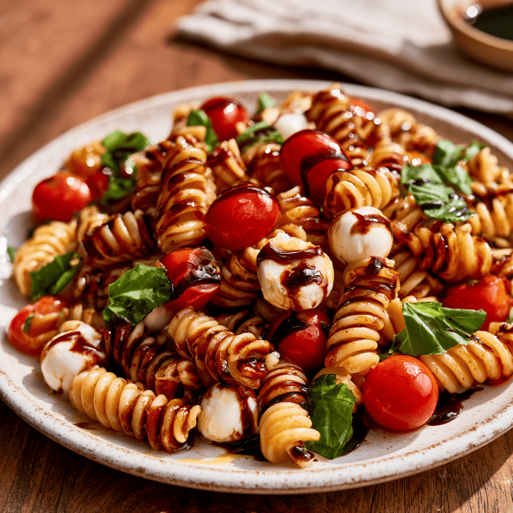 Step-by-step preparation of Easy Caprese Pasta Salad with Balsamic Glaze (Caprese pasta salad)