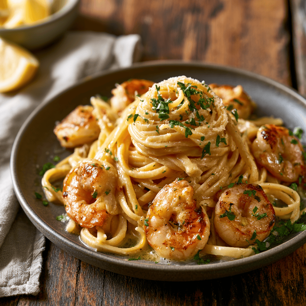 Easy Shrimp Linguine Recipe (With Garlic Butter) Serving suggestion for Easy Shrimp Linguine Recipe (With Garlic Butter) β Easy Shrimp Linguine Recipe