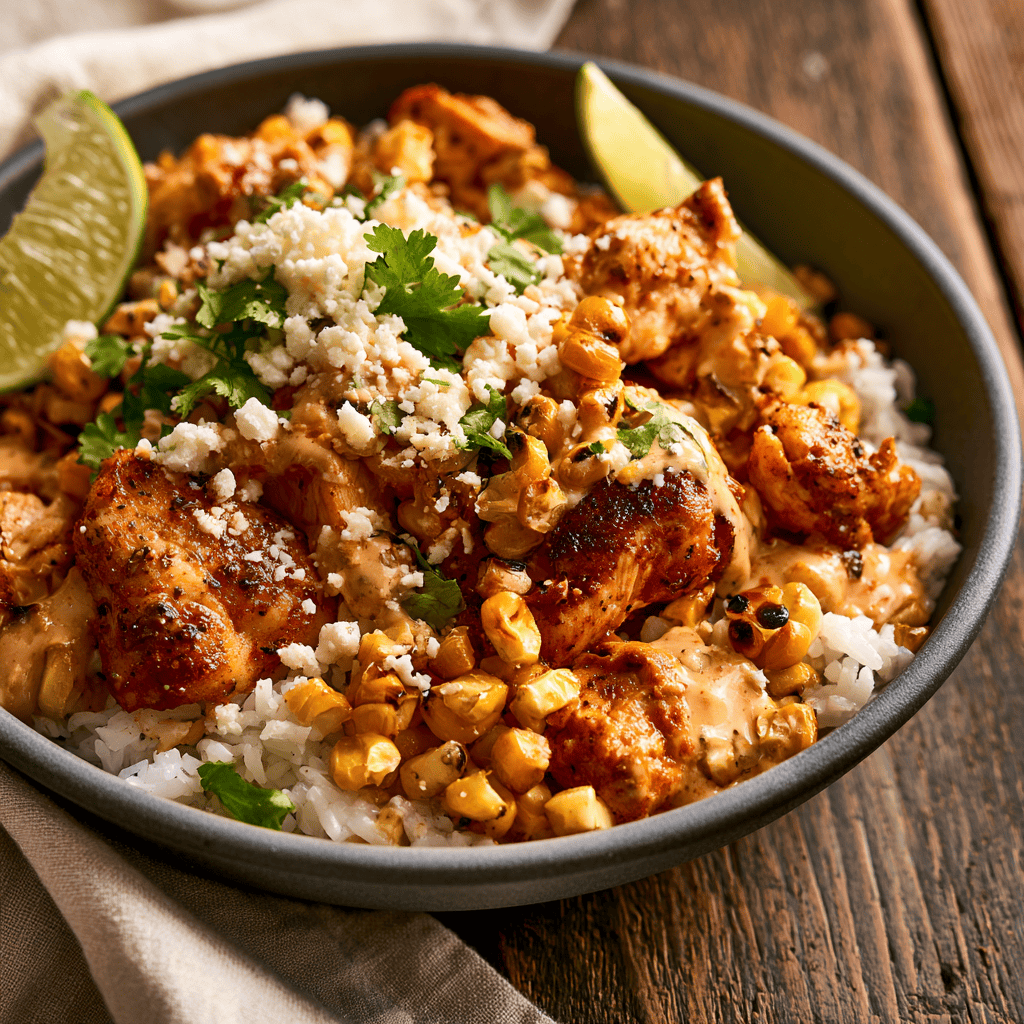 Easy Street Corn Chicken Rice Bowls (Meal Prep) Serving suggestion for Easy Street Corn Chicken Rice Bowls (Meal Prep) β street corn chicken rice bowls