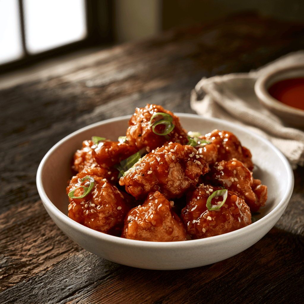 Serving suggestion for High-Protein Honey Sriracha Chicken (Meal Prep) — honey sriracha chicken