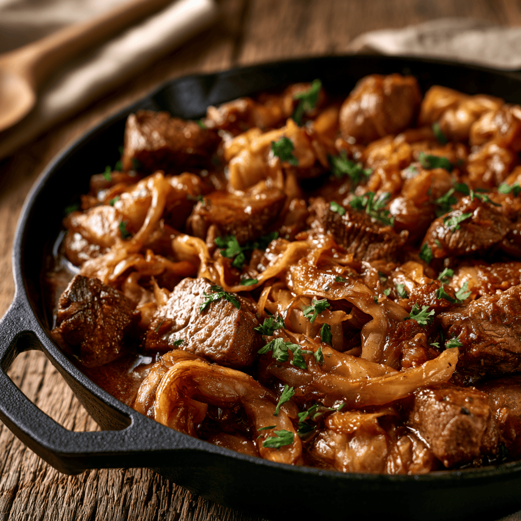 Old Fashioned Cabbage and Beef Skillet Step-by-step preparation of Old Fashioned Cabbage and Beef Skillet (cabbage and beef skillet)