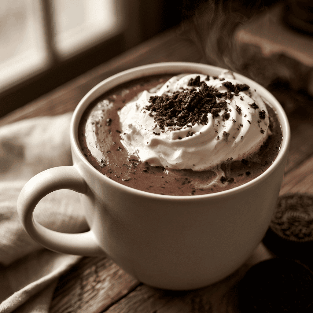 Serving suggestion for Oreo Hot Chocolate — Oreo hot chocolate