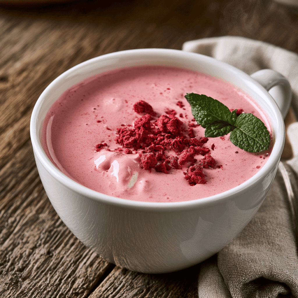 Serving suggestion for Pink Hot Chocolate — Pink Hot Chocolate