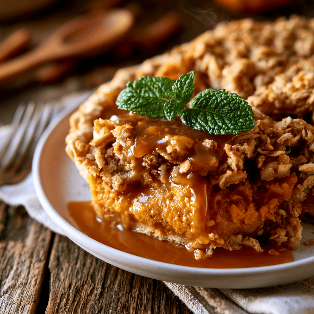 Serving suggestion for Pumpkin Pie Crisp with a Buttery Crust — pumpkin pie crisp