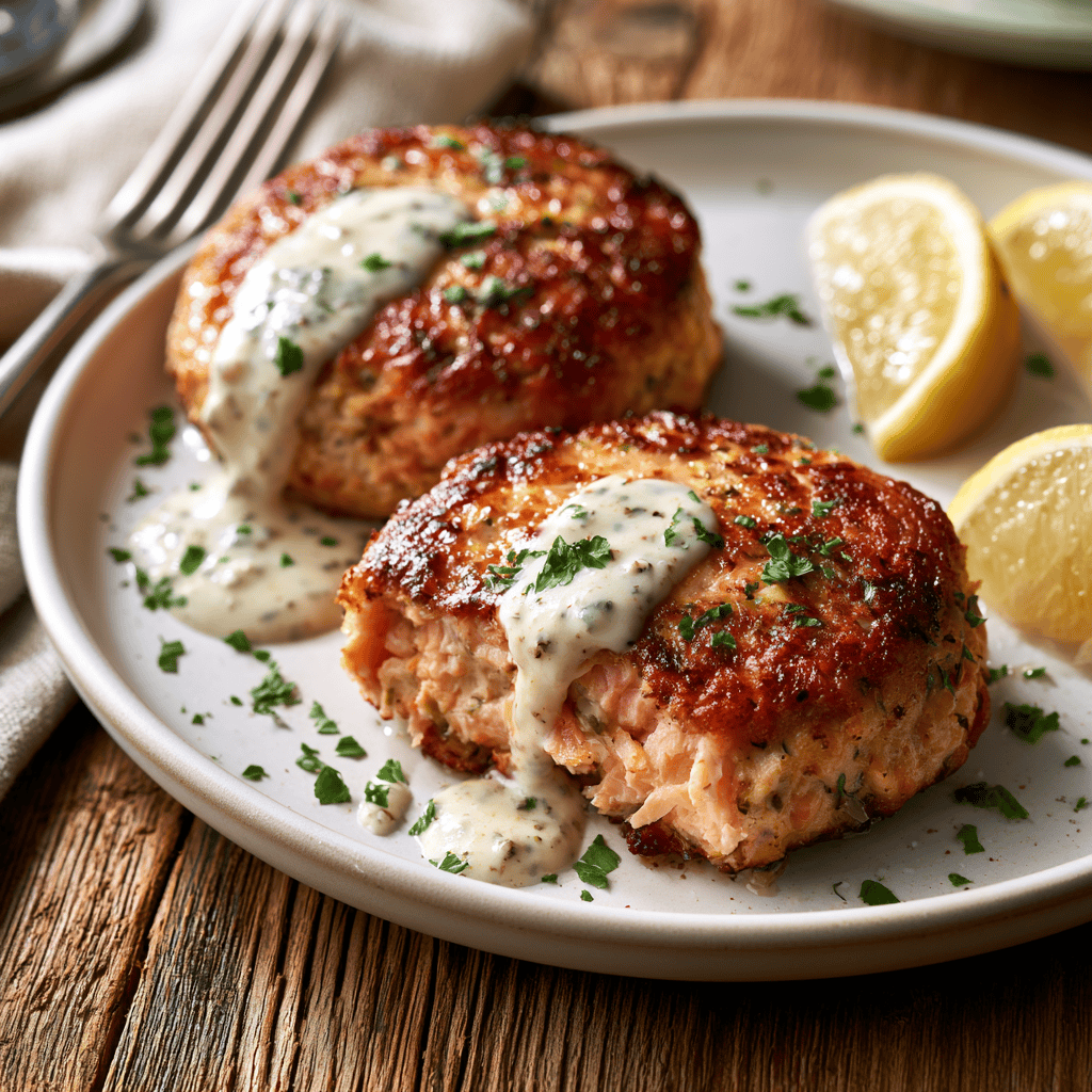 Serving suggestion for Salmon Cakes — salmon cakes