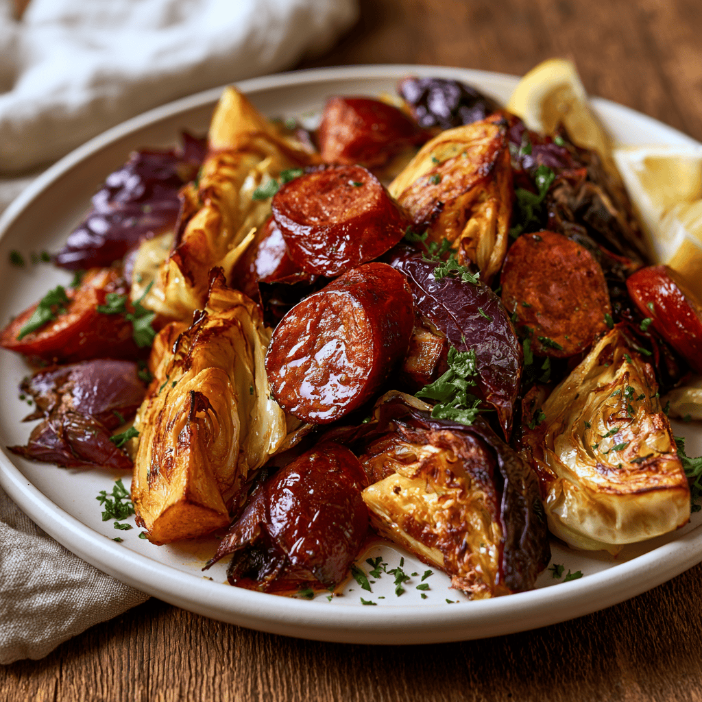 Sheet Pan Sausage and Cabbage Serving suggestion for Sheet Pan Sausage and Cabbage โ Sheet Pan Sausage and Cabbage