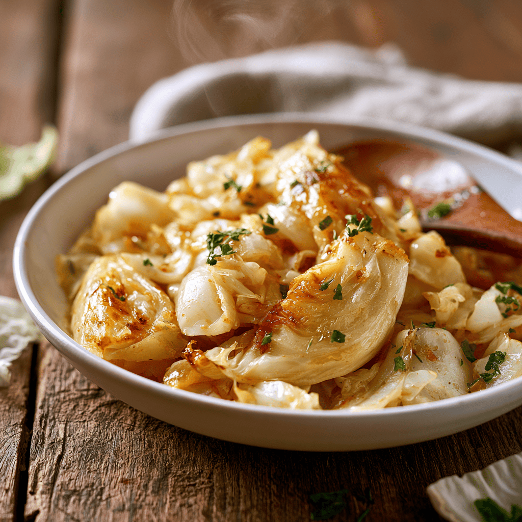 Serving suggestion for Simple Sautéed Cabbage — sautéed cabbage