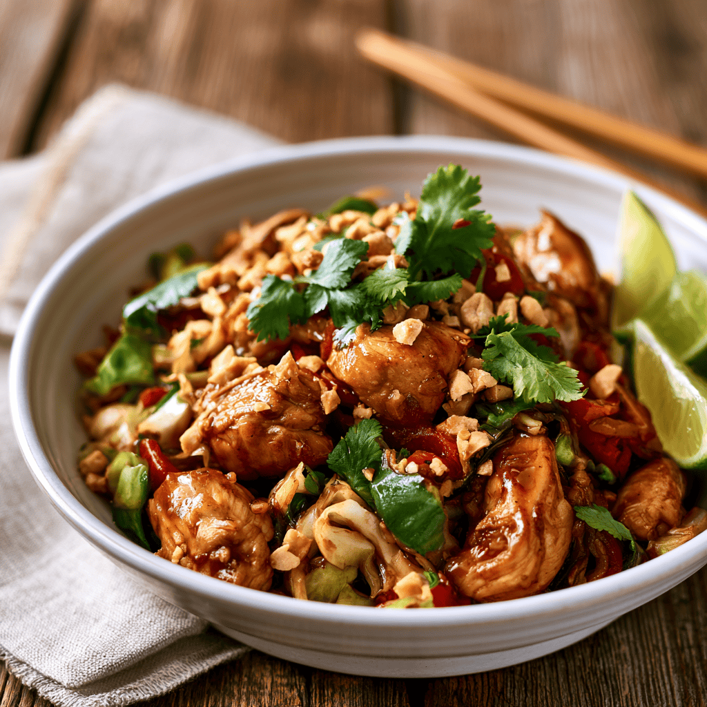 Thai Chicken Cabbage Stir Fry Serving suggestion for Thai Chicken Cabbage Stir Fry โ Thai chicken cabbage stir fry