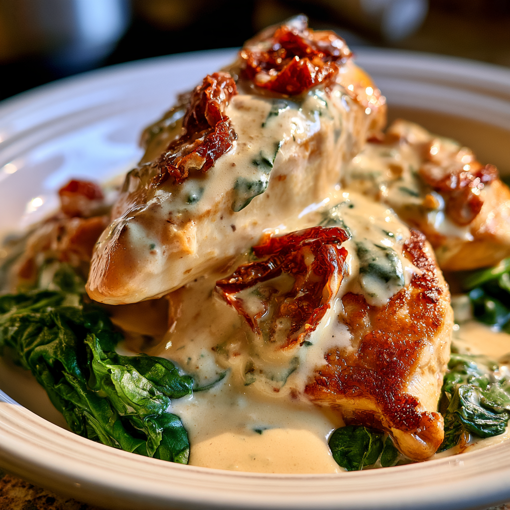 Serving suggestion for 20-Minute Creamy Tuscan Chicken — Creamy Tuscan Chicken