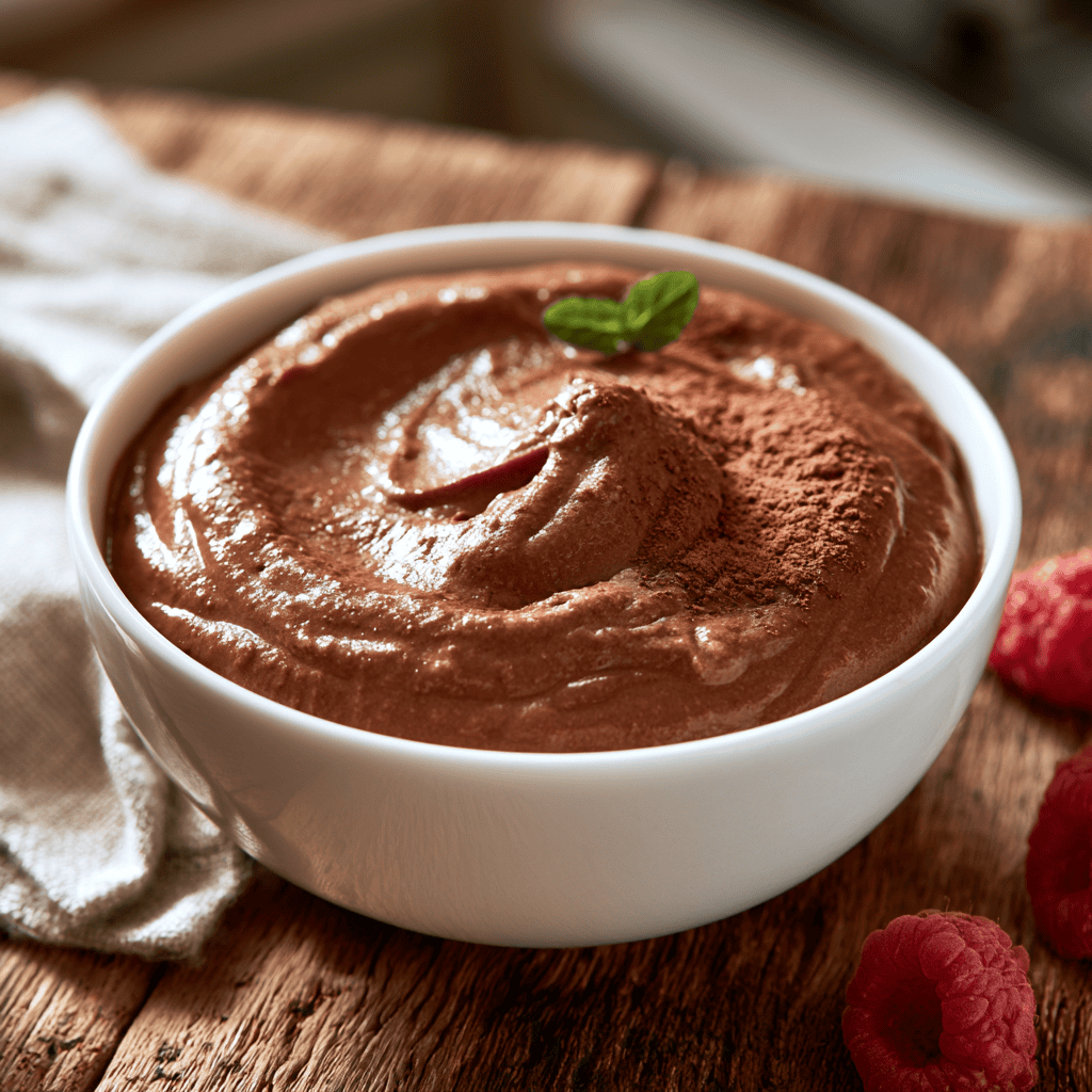 Serving suggestion for 3-Ingredient Cottage Cheese Chocolate Mousse — cottage cheese chocolate mousse