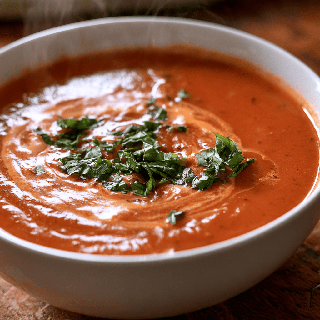 5-Ingredient Tomato Basil Soup Serving suggestion for 5-Ingredient Tomato Basil Soup โ 5-ingredient tomato basil soup