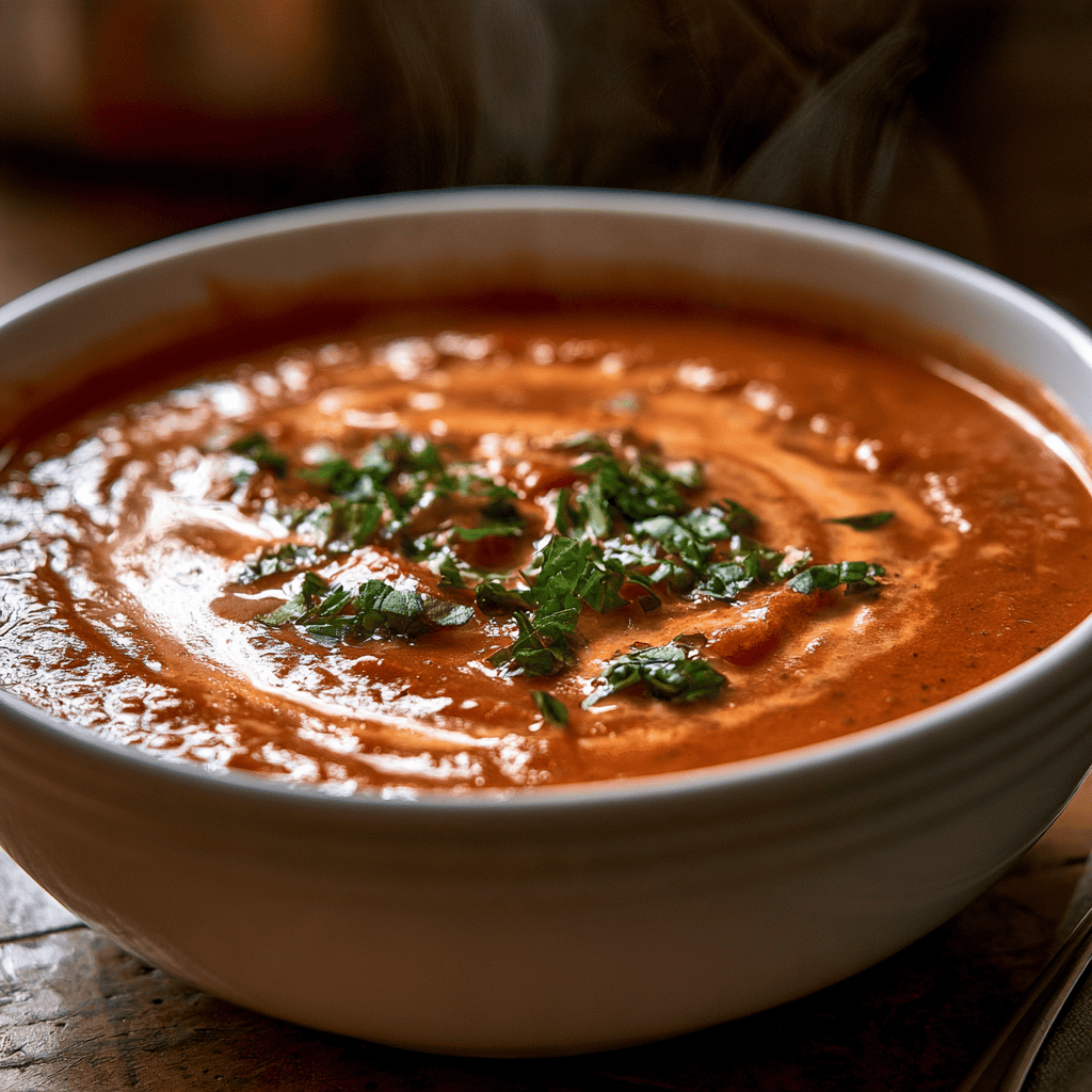 5-Ingredient Tomato Basil Soup — homemade 5-ingredient tomato basil soup recipe