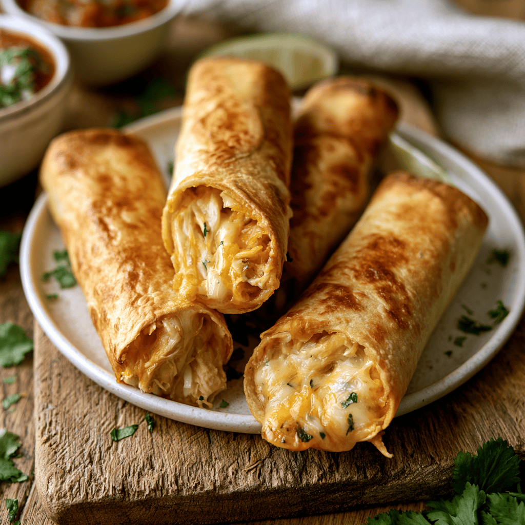 Serving suggestion for Baked Cream Cheese Chicken Taquitos (Easy Dinner) — Baked Cream Cheese Chicken Taquitos