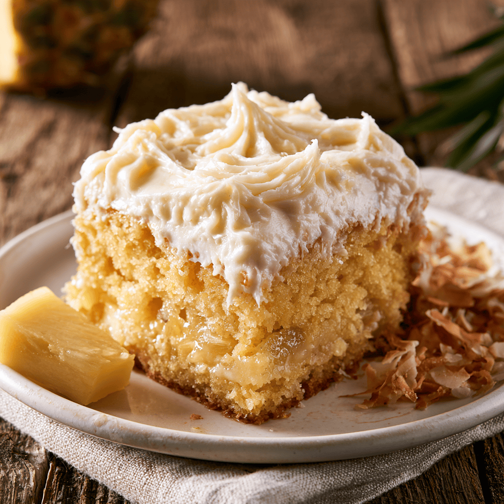 Serving suggestion for Best Homemade Pineapple Coconut Dream Cake — Pineapple Coconut Dream Cake
