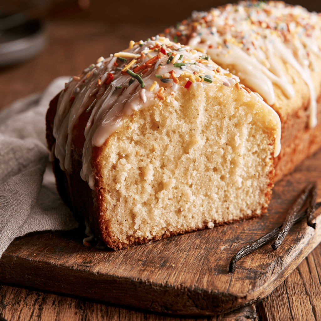 Buttery & Moist Vanilla Birthday Pound Cake Serving suggestion for Buttery & Moist Vanilla Birthday Pound Cake โ vanilla pound cake