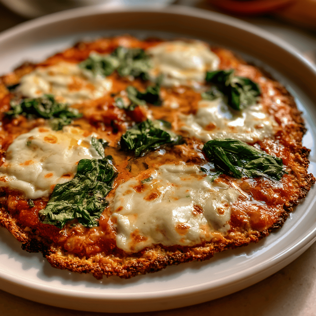 Cauliflower Crust Margherita Pizza Step-by-step preparation of Cauliflower Crust Margherita Pizza (Cauliflower Crust Margherita Pizza)