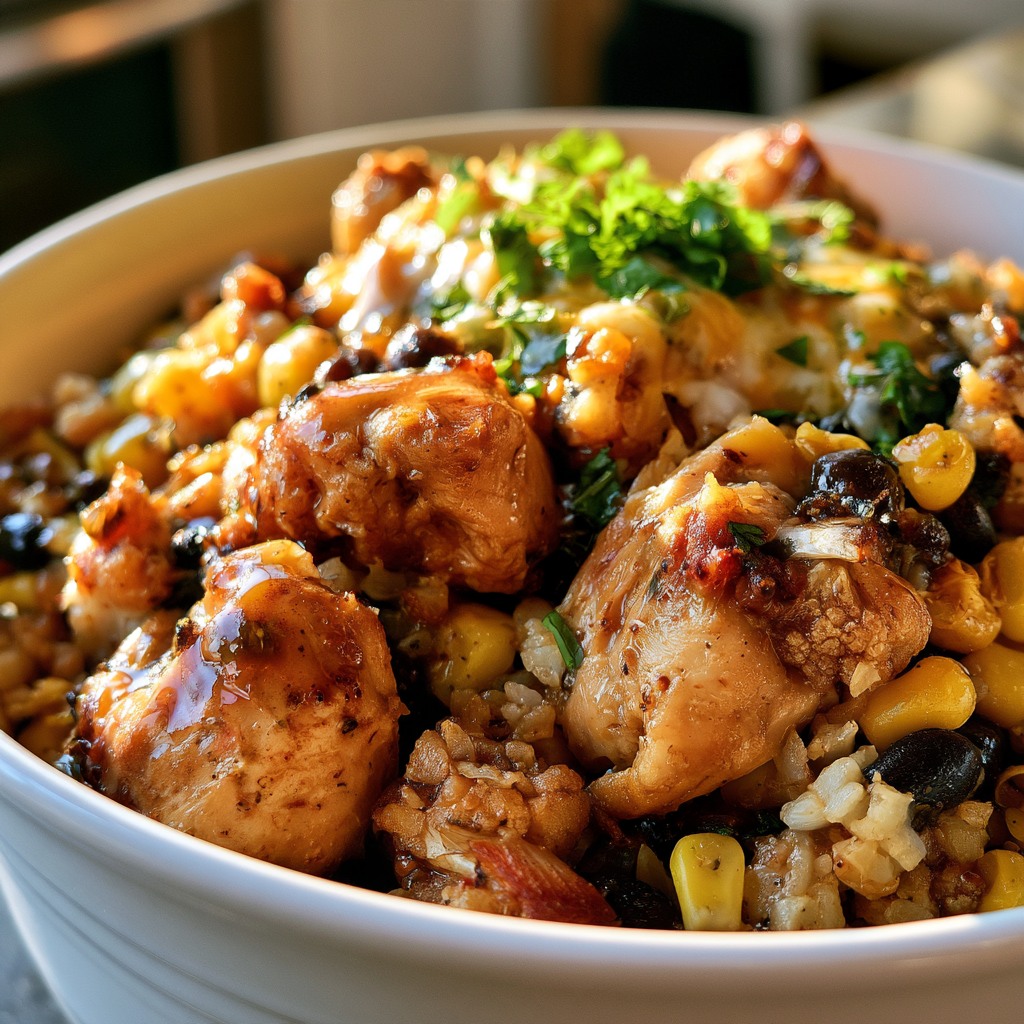 Cauliflower Rice Chicken Burrito Bowls — homemade Cauliflower Rice Chicken Burrito Bowls recipe