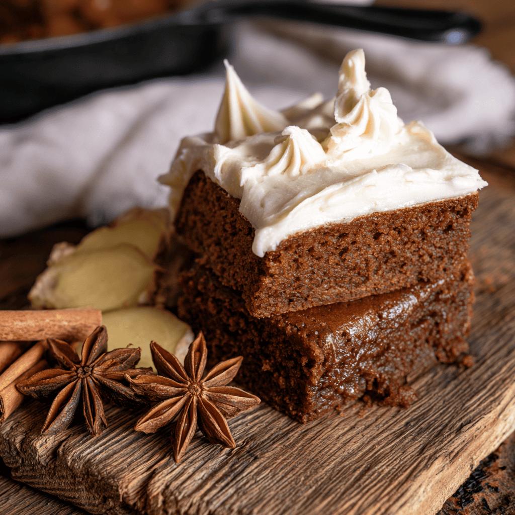 Step-by-step preparation of Chewy Gingerbread Brownies with Vanilla Frosting (gingerbread brownies)