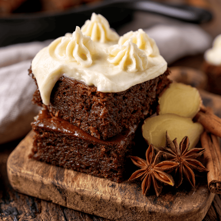 Chewy Gingerbread Brownies with Vanilla Frosting — homemade gingerbread brownies recipe