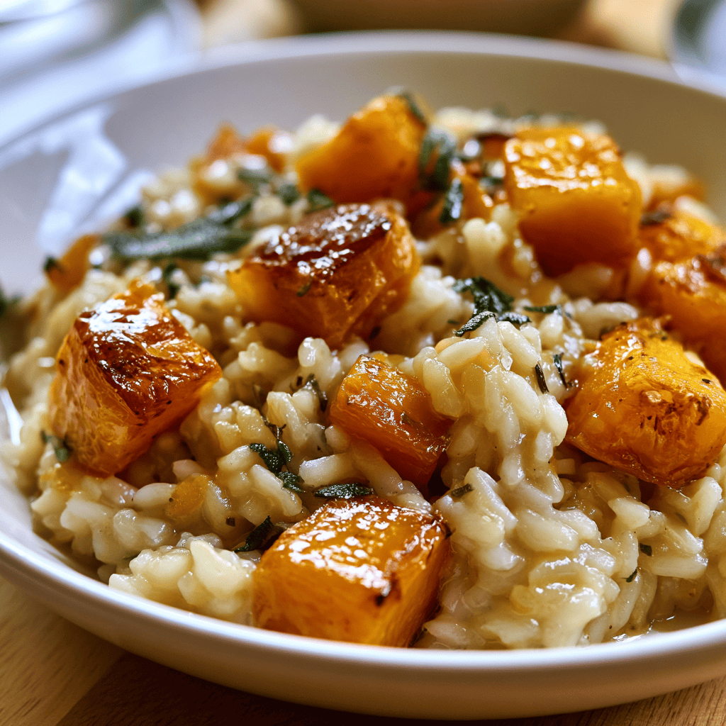 Cozy Butternut Squash Risotto Serving suggestion for Cozy Butternut Squash Risotto โ butternut squash risotto