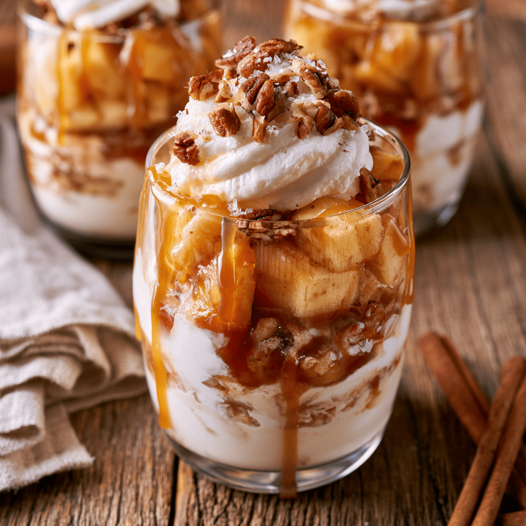 Serving suggestion for Easy Caramel Apple Dessert Cups — Caramel Apple Dessert Cups