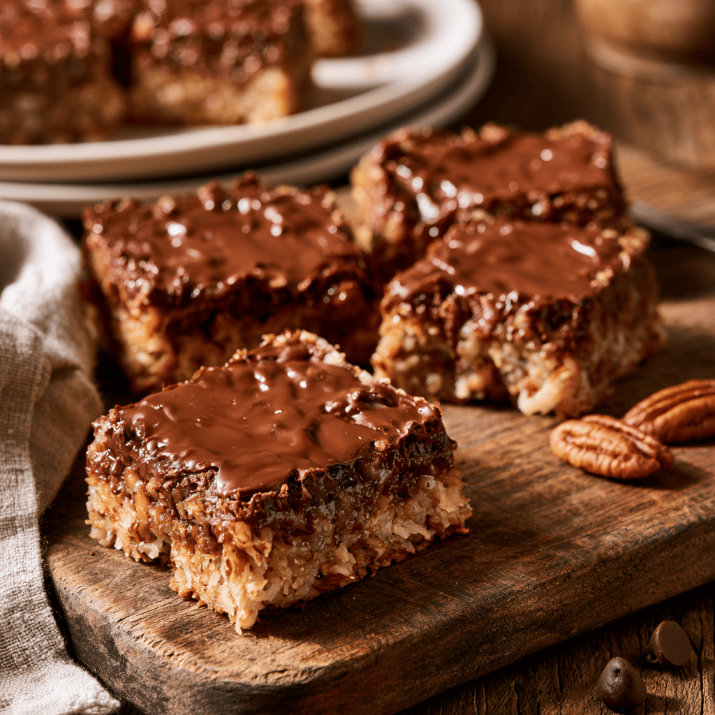 Easy German Chocolate Cookie Bars Serving suggestion for Easy German Chocolate Cookie Bars โ German Chocolate Cookie Bars