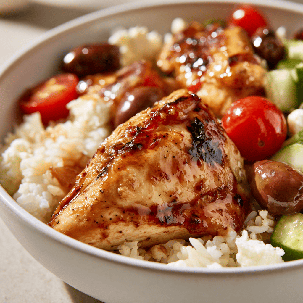 Serving suggestion for Easy Greek Lemon Chicken Bowls — Greek Lemon Chicken Bowls
