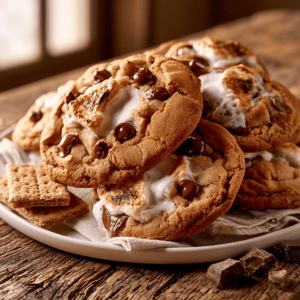 Easy Homemade S'mores Cookies (Gooey Chocolate & Marshmallow) Serving suggestion for Easy Homemade S'mores Cookies (Gooey Chocolate & Marshmallow) — S'mores cookies