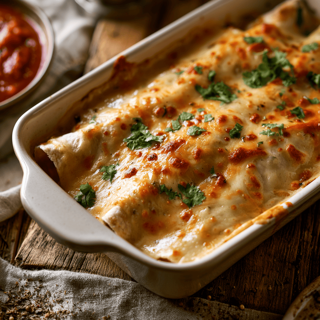 Easy Queso Chicken Enchiladas (Weeknight Dinner) Serving suggestion for Easy Queso Chicken Enchiladas (Weeknight Dinner) โ Queso Chicken Enchiladas