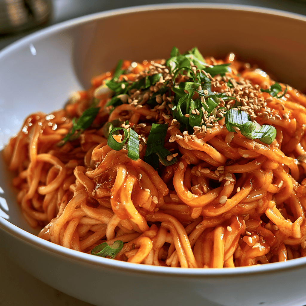 Fast Korean Gochujang Noodles Step-by-step preparation of Fast Korean Gochujang Noodles (Gochujang Noodles)