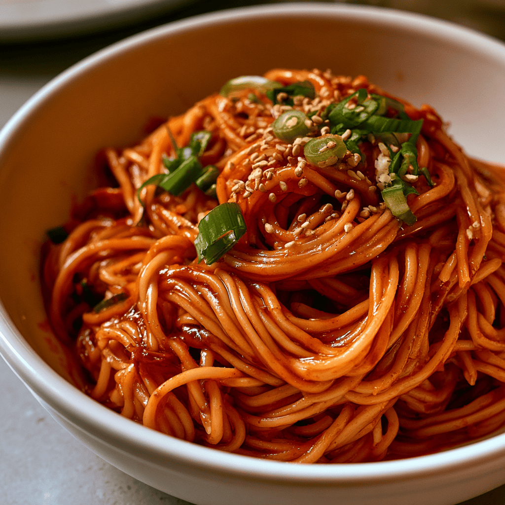 Fast Korean Gochujang Noodles Serving suggestion for Fast Korean Gochujang Noodles โ Gochujang Noodles