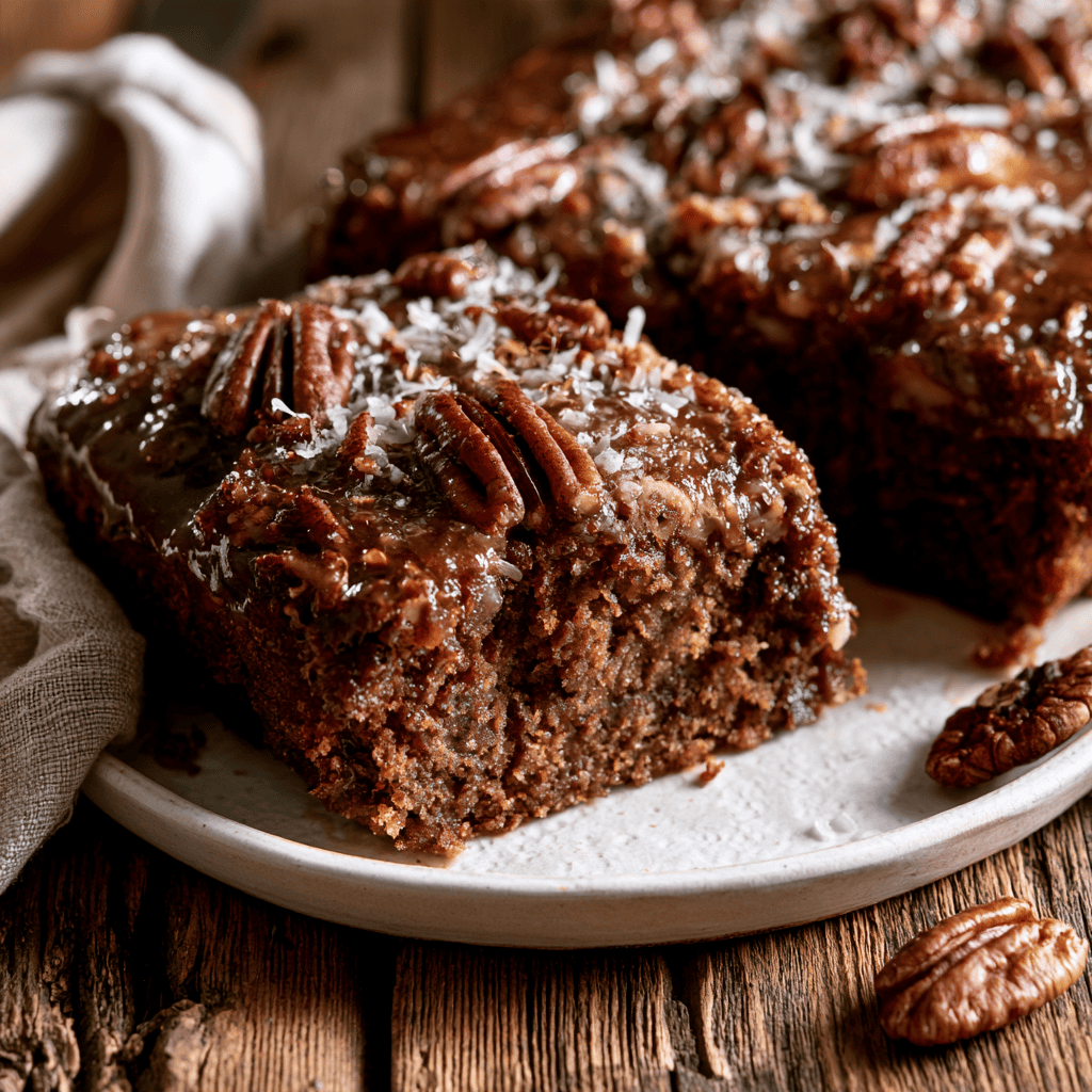 Gooey Texas Tornado Cake with Pecans & Coconut — homemade Texas Tornado Cake recipe