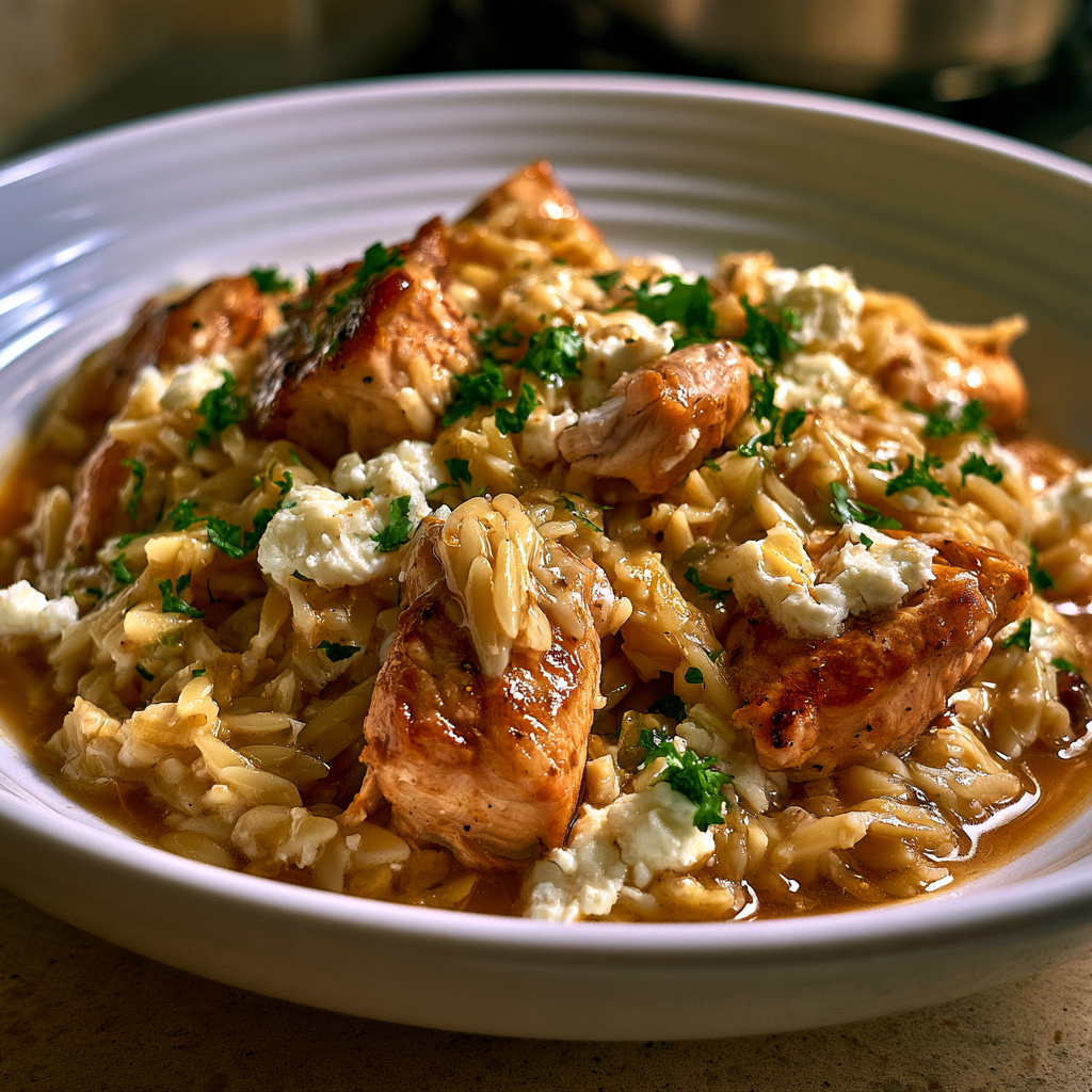 Greek Lemon Chicken Orzo — homemade Greek Lemon Chicken Orzo recipe
