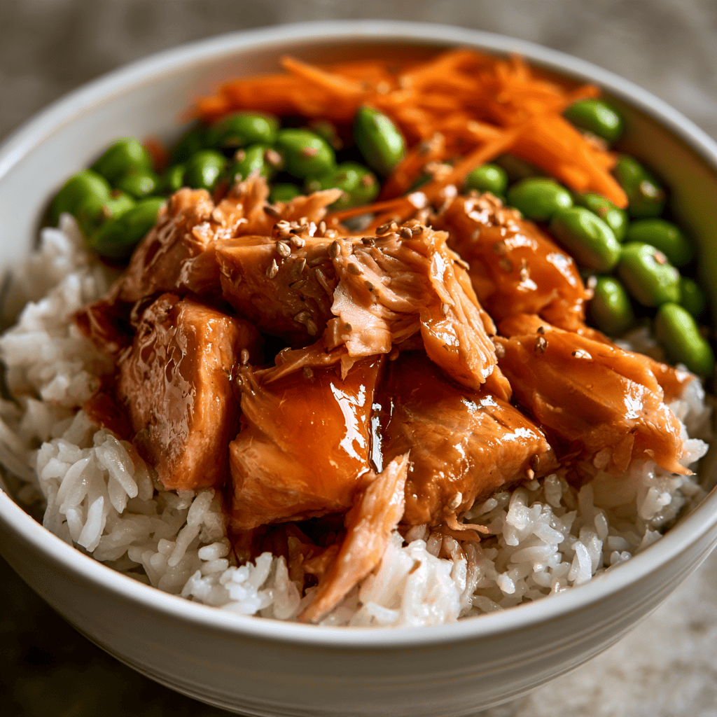 Step-by-step preparation of High-Protein Salmon Rice Bowl (High-Protein Salmon Rice Bowl)