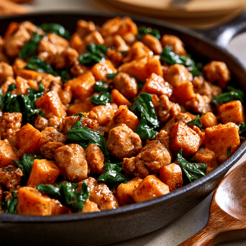 High-Protein Turkey and Sweet Potato Hash — homemade high-protein turkey and sweet potato hash recipe