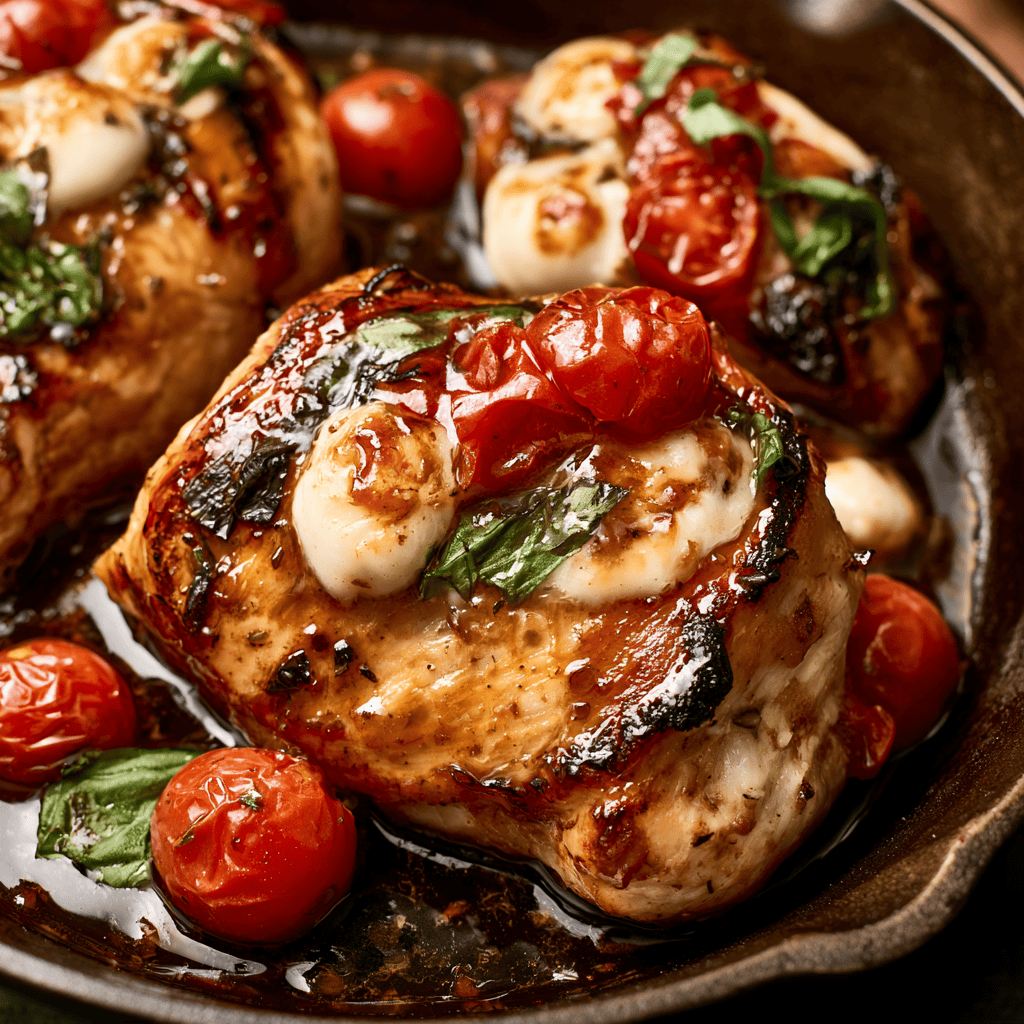 Italian Caprese Chicken Skillet Serving suggestion for Italian Caprese Chicken Skillet β Caprese Chicken Skillet