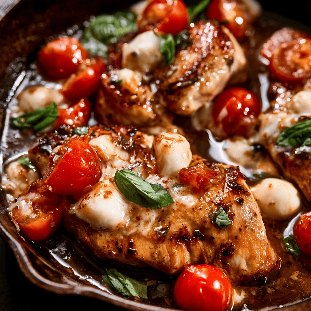 Italian Caprese Chicken Skillet — homemade Caprese Chicken Skillet recipe