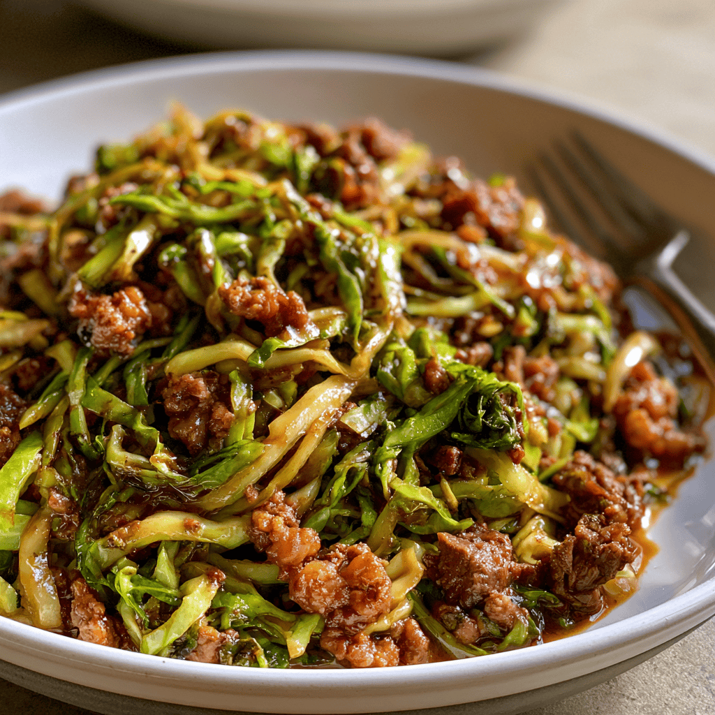 Step-by-step preparation of Low-Carb Beef and Cabbage Stir-Fry (low-carb beef and cabbage stir-fry)