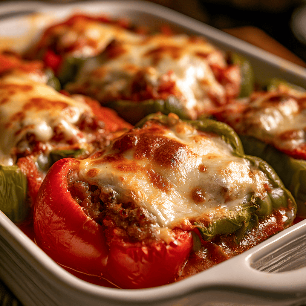 Low-Carb Stuffed Bell Peppers — homemade Low-Carb Stuffed Bell Peppers recipe