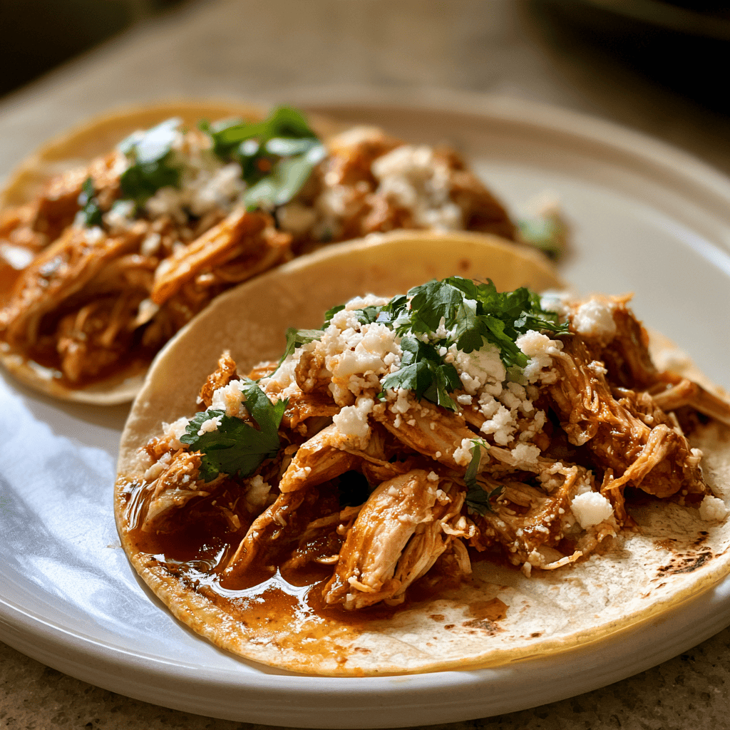 Serving suggestion for Mexican Chicken Tinga Tacos — Chicken Tinga Tacos