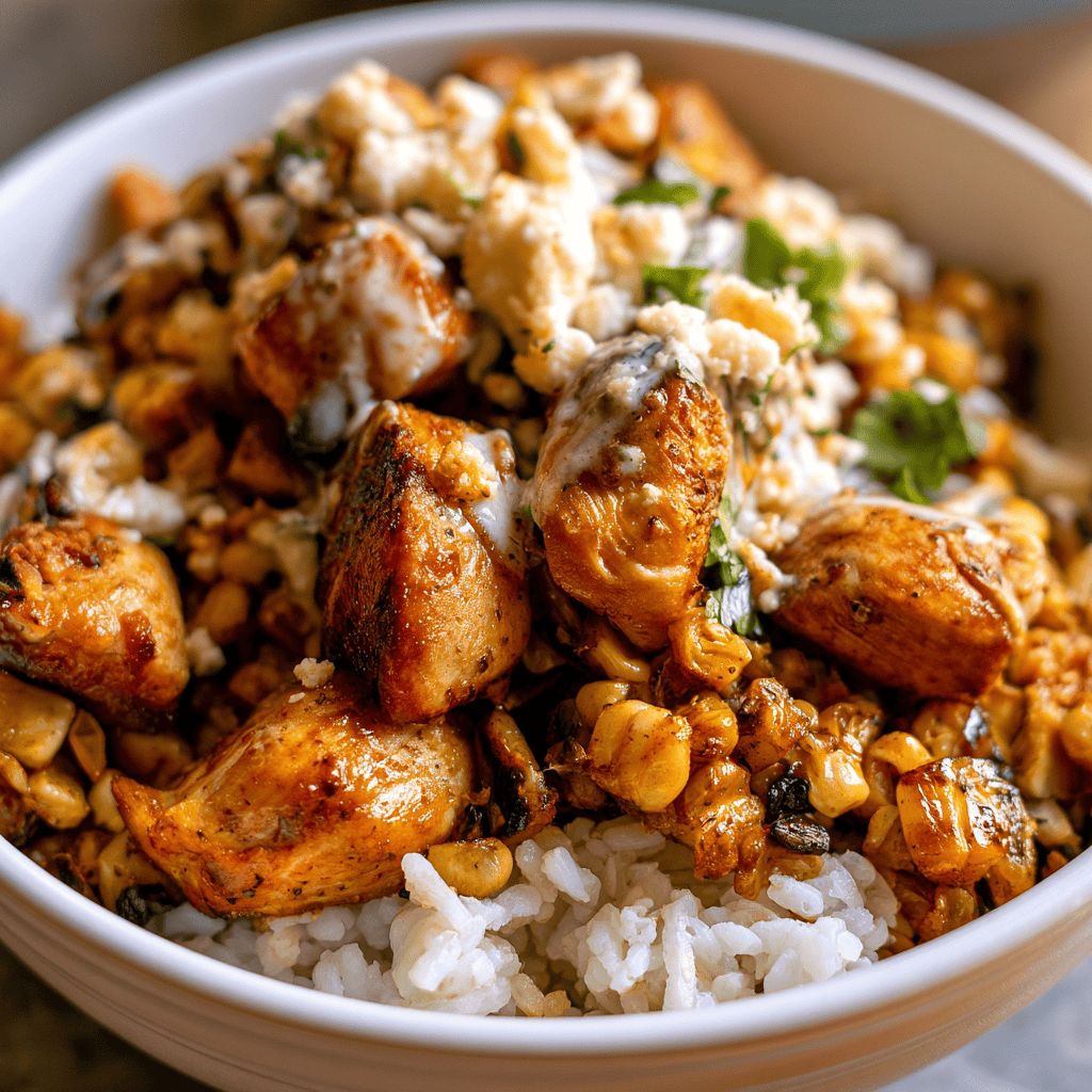 Mexican Street Corn Chicken Bowls Step-by-step preparation of Mexican Street Corn Chicken Bowls (Mexican Street Corn Chicken Bowls)